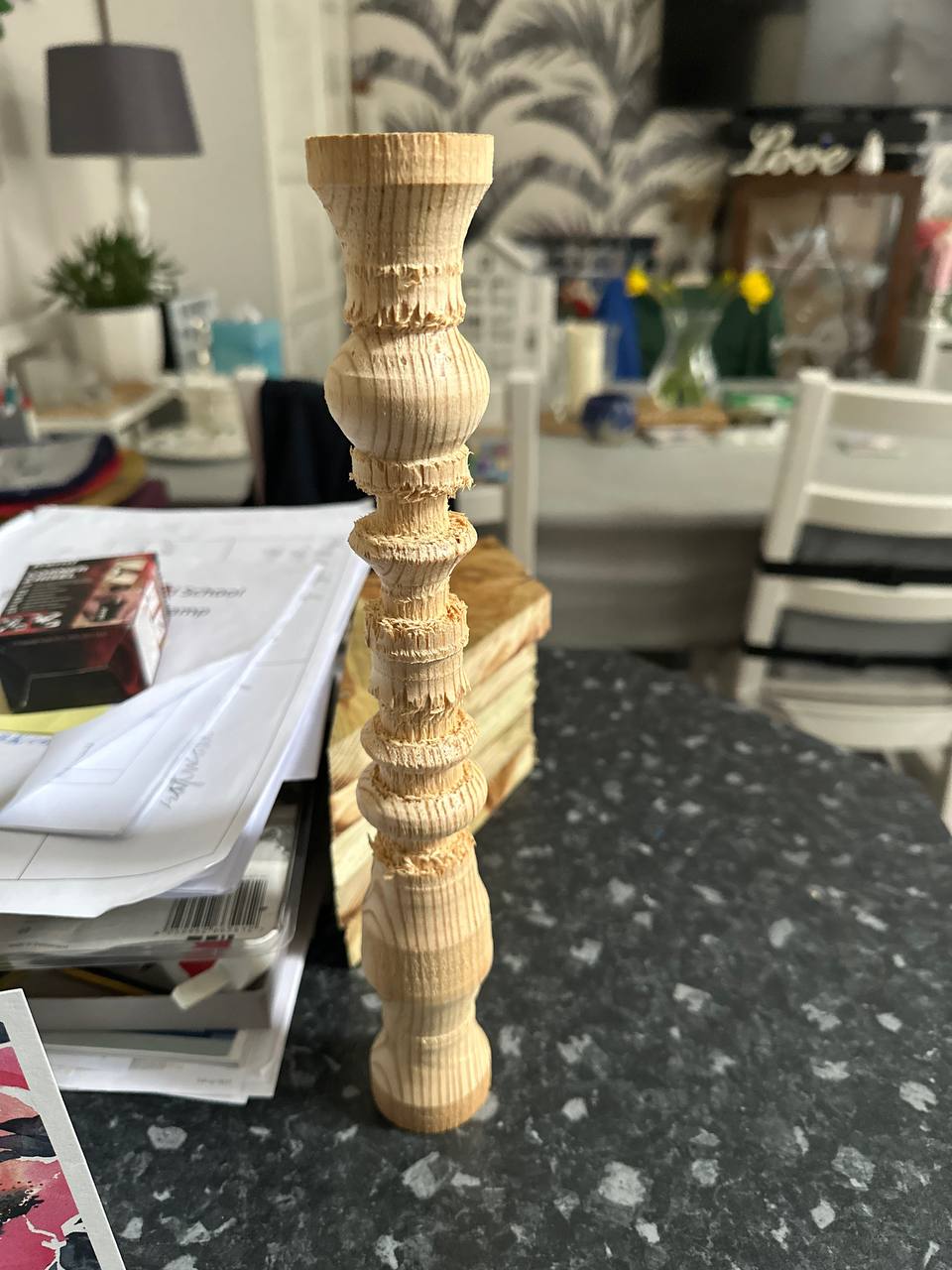 My very first turning - a rough spindle from scrap pine